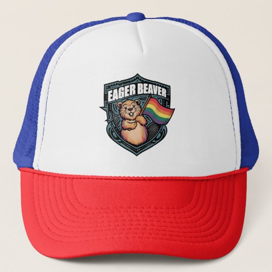 Bever met LGBTQ-vlag Trucker Pet (Voorkant)