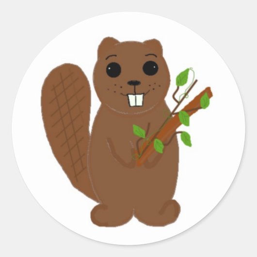 Bever met Takken Ronde Sticker (Voorkant)