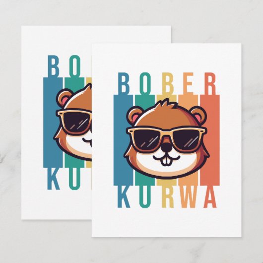 Bever met zonnebril informatiekaartje (Voorkant / Achterkant)