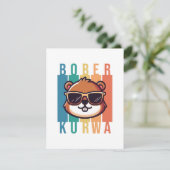 Bever met zonnebril informatiekaartje (Staand voorkant)