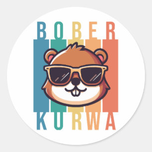 Bever met zonnebril ronde sticker