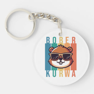 Bever met zonnebril sleutelhanger
