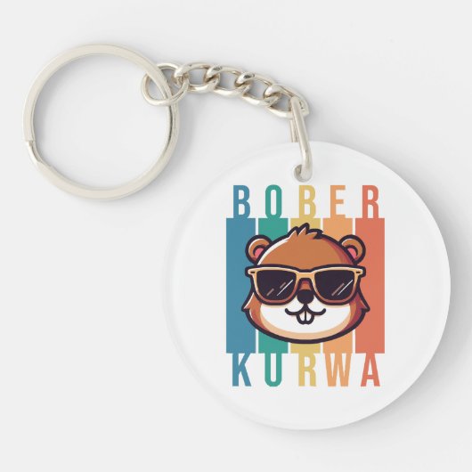 Bever met zonnebril sleutelhanger (Voorkant)