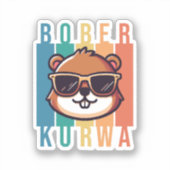 Bever met zonnebril sticker (Voorkant)