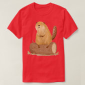 Bever op een log t-shirt (Design voorkant)