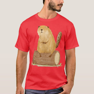 Bever op een log t-shirt