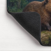 Bever op een rivierstam in het maanlicht muismat (Hoek)