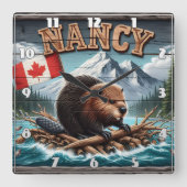 Bever op vlot met vlag in Schilderachtig Uitzicht Vierkante Klok (Voorkant)