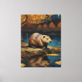 Bever 's nachts door Van Gogh AI Gegenereerd Canvas Afdruk (Voorkant)