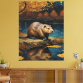 Bever 's nachts door Van Gogh AI Gegenereerd Canvas Afdruk (Insitu (Woonkamer))