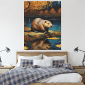 Bever 's nachts door Van Gogh AI Gegenereerd Canvas Afdruk (Insitu (Slaapkamer))