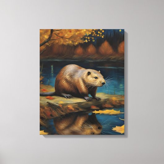 Bever 's nachts door Van Gogh AI Gegenereerd Canvas Afdruk (Voorkant)