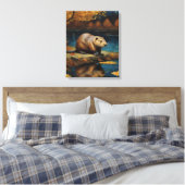 Bever 's nachts door Van Gogh AI Gegenereerd Canvas Afdruk (Insitu (Slaapkamer))