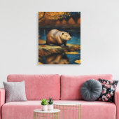 Bever 's nachts door Van Gogh AI Gegenereerd Canvas Afdruk (Insitu (Woonkamer))