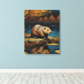 Bever 's nachts door Van Gogh AI Gegenereerd Canvas Afdruk (Insitu (Houten vloer))