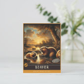 bever | Schattige familie  Briefkaart (Staand voorkant)