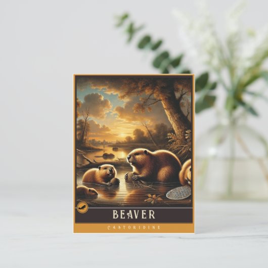 bever | Schattige familie  Briefkaart (Staand voorkant)