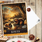 bever | Schattige familie  Briefkaart