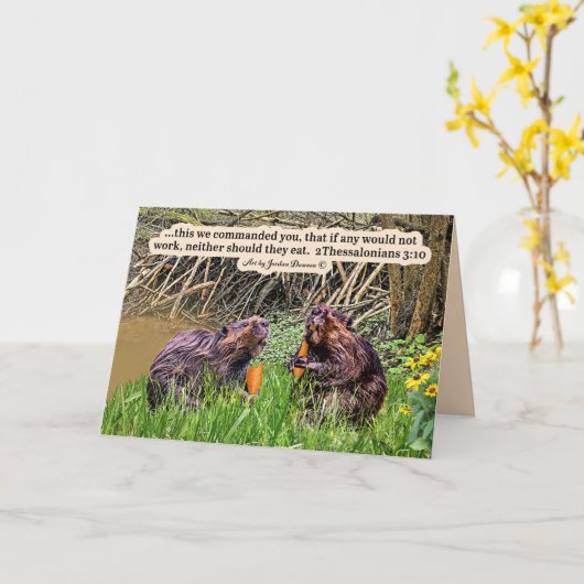  Bever Schrift 2Thessalonicenzen 3:10 Kaart (Gele Bloem)