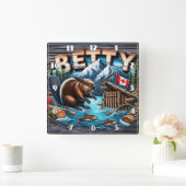 Bever, Snowy Mountain, Ocean Uitzicht Vierkante Klok (Huis)
