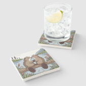 Bever Valentijn Stenen Onderzetter (Zijkant)