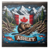 Bever van de bergen en de oceaan tegeltje (Voorkant)