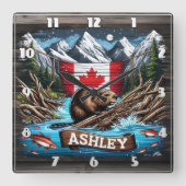 Bever van de bergen en de oceaan vierkante klok (Voorkant)