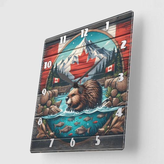 Bever van Tree, Canadian Pride Vierkante Klok (Hoek)