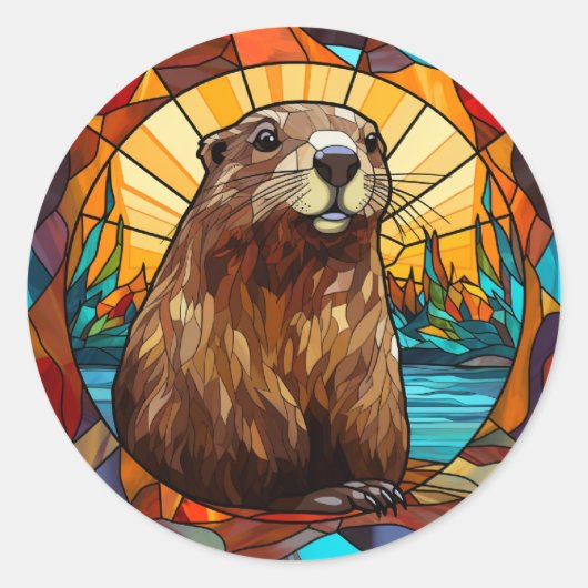 Bever van zoet Glas in lood Ronde Sticker (Voorkant)