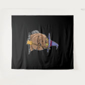 Bever verkleed als heks - Halloween Beaver Wandkleed (Voorkant (horizontaal))