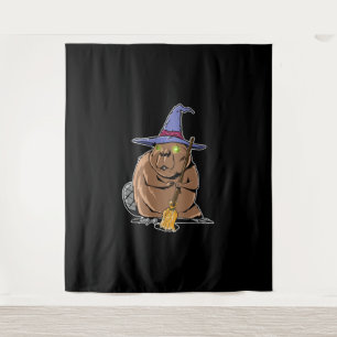 Bever verkleed als heks - Halloween Beaver Wandkleed