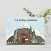 Bever, wasbeer en berghut verjaardagsuitnodiging kaart (Staand voorkant)