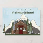 Bever, wasbeer en berghut verjaardagsuitnodiging kaart (Voorkant / Achterkant)