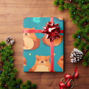 Bever Waterverf Kleurrijke Gepersonaliseerde Patro Cadeaupapier