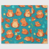 Bever Waterverf Kleurrijke Gepersonaliseerde Patro Cadeaupapier (Vlak)