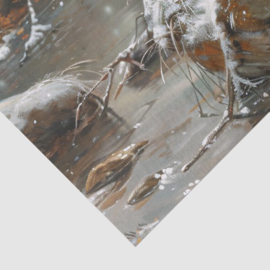 Bever Winter Landschap Schilderen Decoupage Tissuepapier (Detail)