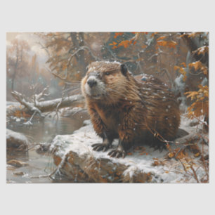 Bever Winter Landschap Schilderen Decoupage Tissuepapier