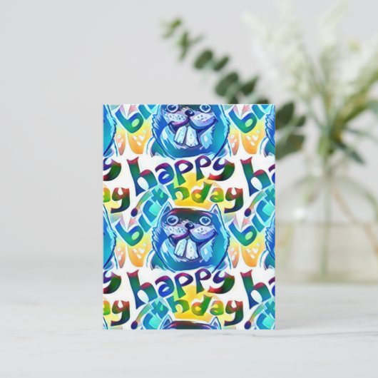 bever zegt gelukkig te zijn briefkaart (Staand voorkant)