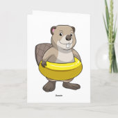 Bever zwemt met zwemband kaart (Achterkant)