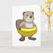 Bever zwemt met zwemband kaart (Gele Bloem)