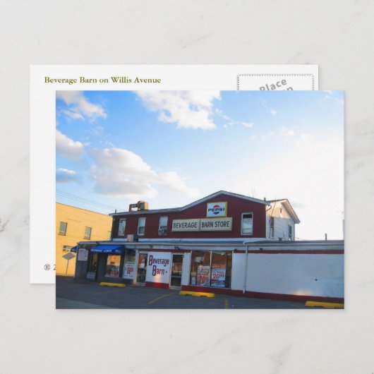 Beverage Barn op Willis Avenue Briefkaart (Voorkant / Achterkant)