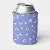 Beverage Cooler Blue Space Doodle Stars Planets (Blikje Achterkant)