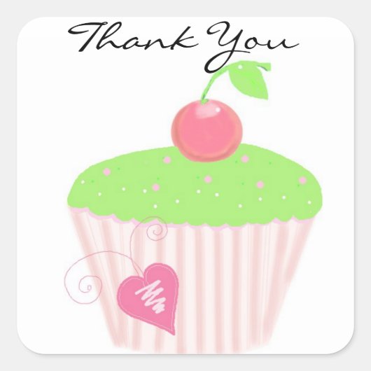 Beverage Cupcake Dank Je Vierkante Sticker (Voorkant)