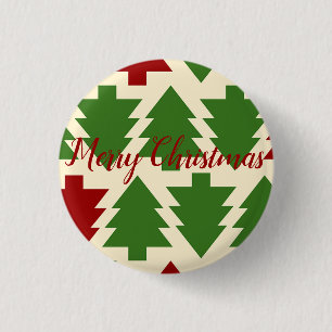Beverage met groene en rode kerstbomen ronde button 3,2 cm