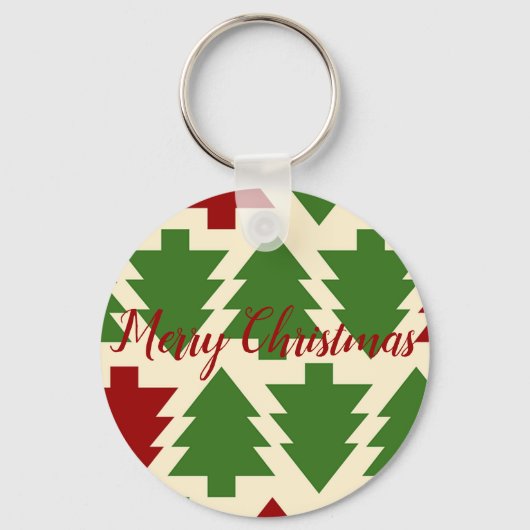 Beverage met groene en rode kerstbomen sleutelhanger (Voorkant)
