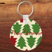 Beverage met groene en rode kerstbomen sleutelhanger (Voorkant)