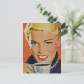  Beverages, Happy Woman met Coffee Briefkaart (Staand voorkant)