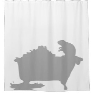 Beverdam achter douchegordijn silhouet schaduw pre