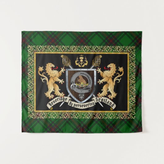 Beveridge Clan Badge & Motto w/Lions Wandkleed (Voorkant (horizontaal))