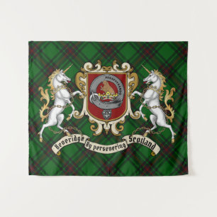 Beveridge Clan Badge & Unicorns w & Tartan Wandkleed